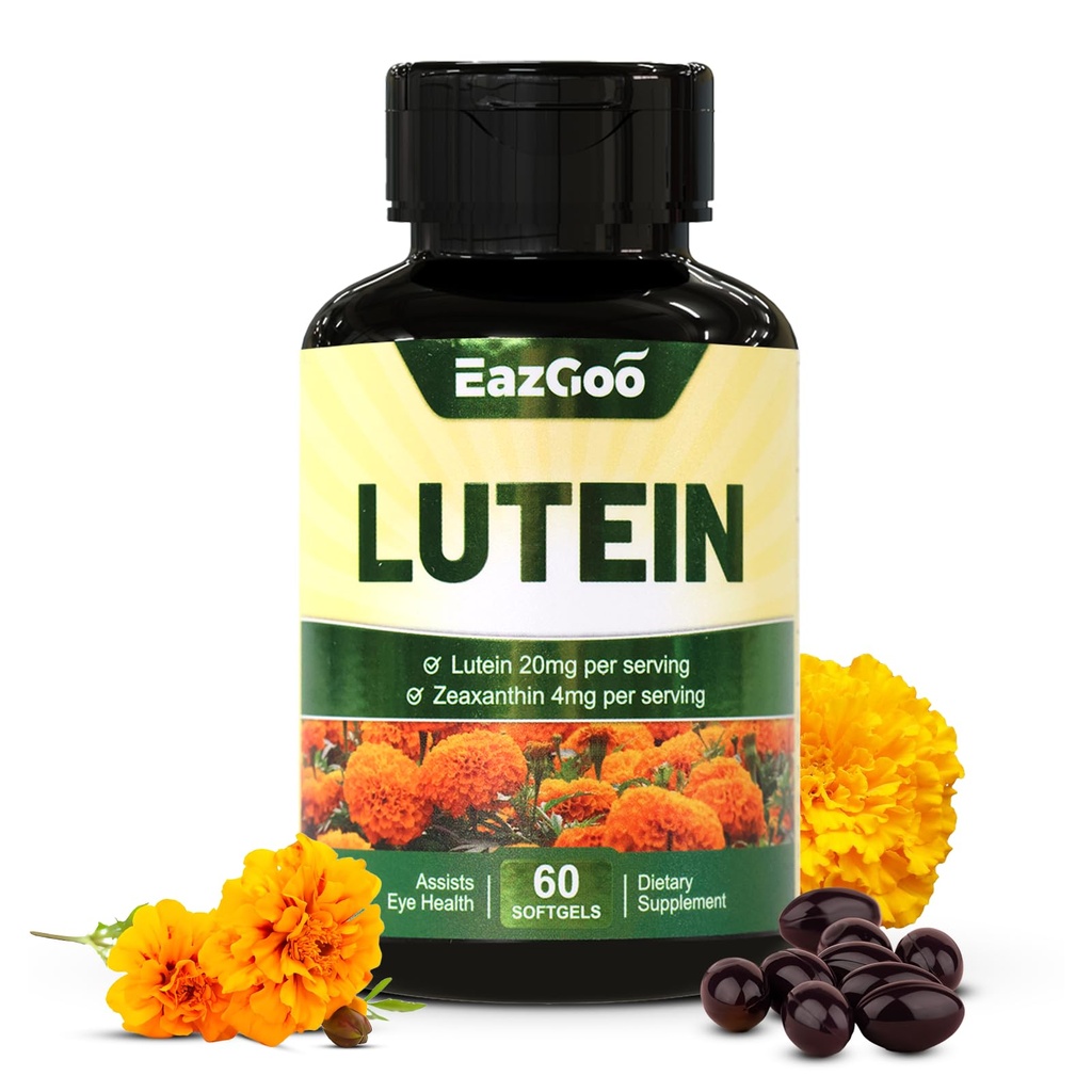Lutein for Eyes, Lutein 20mg, Lutein and Zeaxanthin Supplements, Eye Supplements, Eyestrain Relief & Support Vision Health, Vegan, 60 Softgels