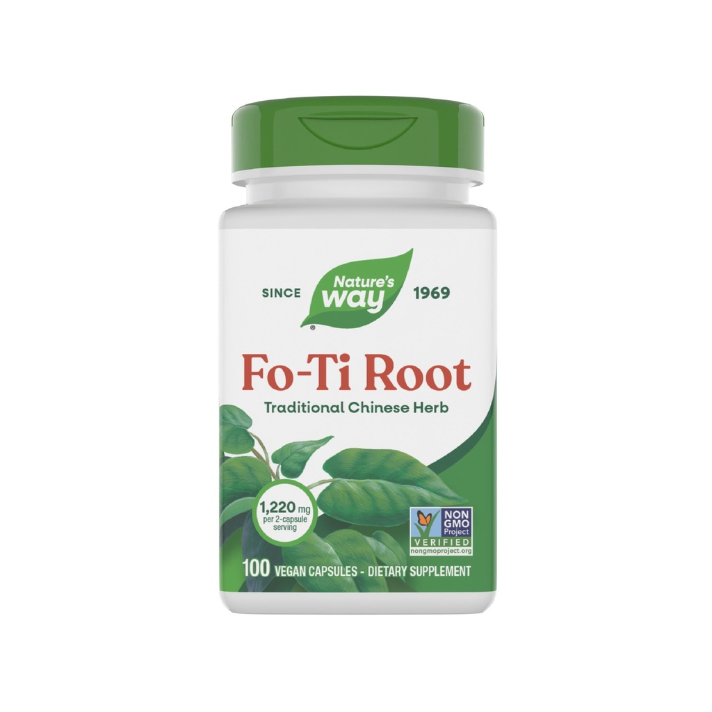 Nature's Way Fo-Ti Root, Traditional Chinese Herb, 1,220 mg per Serving, 100 Vegan Capsules (Packaging May Vary)