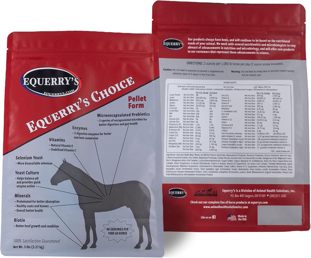 Animal Health Solutions - Equerry's Choice Pellet, Digestive Aid with Vitamins and Minerals for Any Horse (5 pounds)
