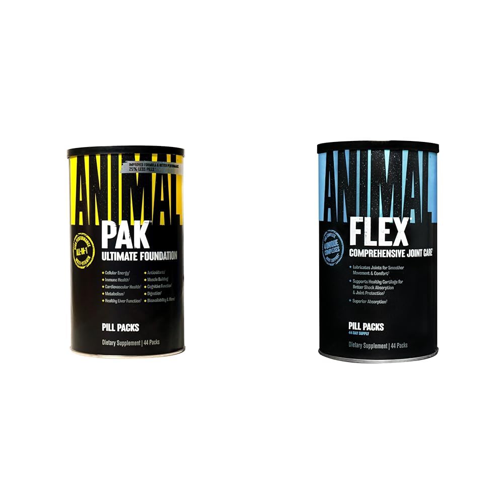 Animal Pak - Convenient All-in-One Vitamin & Supplement Pack - Zinc & Flex –Complete Joint Support Supplement – Contains Turmeric Root Curcumin – Helps Repair & Restore Joints – 44 Packs
