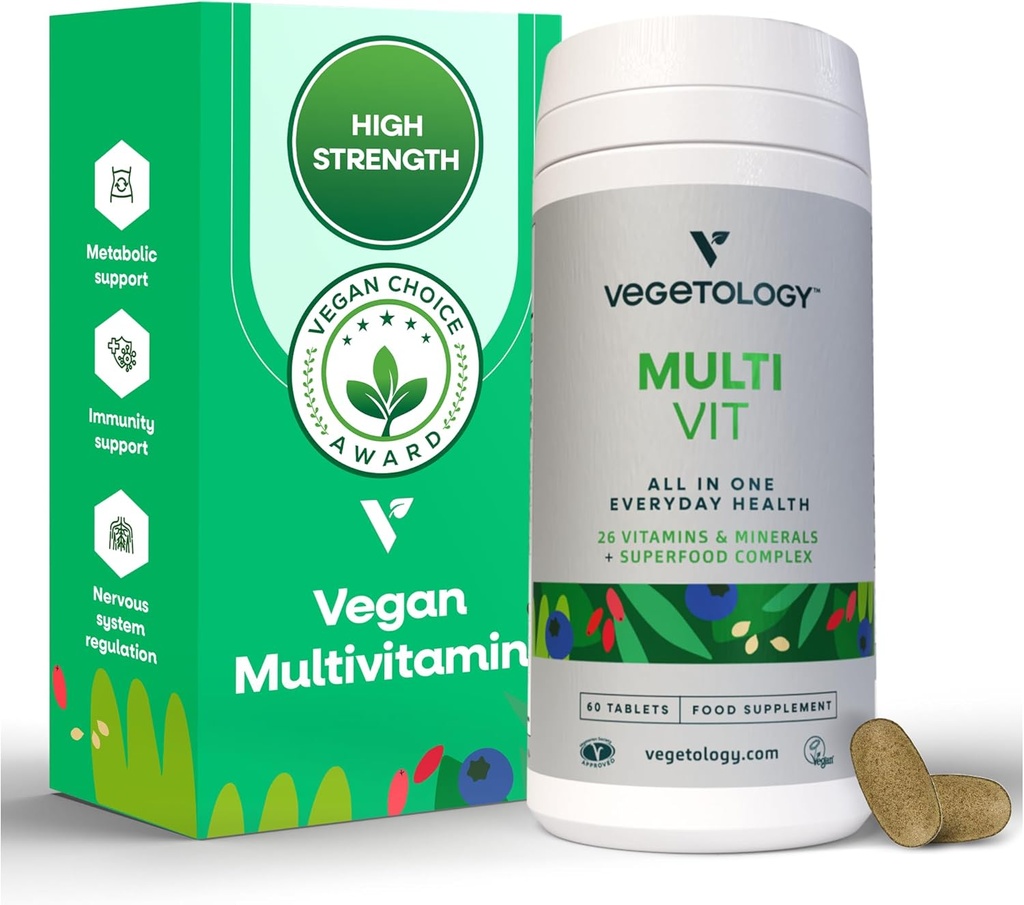 MultiVit Vegan Multivitamin Supplement, 26 Vitamin & Minerals – Vitamin Supplements for Metabolic, Brain Function & Immune Support – Multivitamin for Women, Men & Children