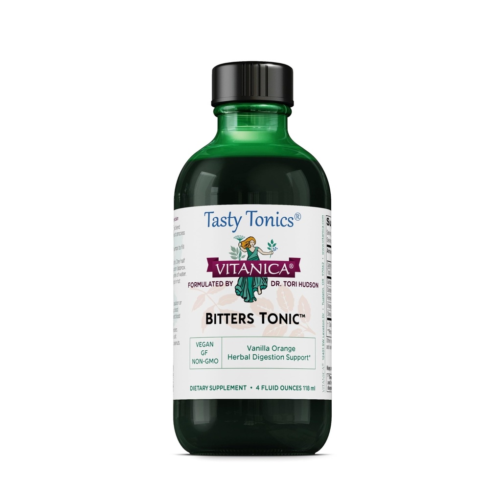 Vitanica Bitters Tonic, Liquid Digestion Supplement, Digestion Support, Alcohol Free, Vanilla Orange, Vegan, 4 Ounce (Bitters Tonic)