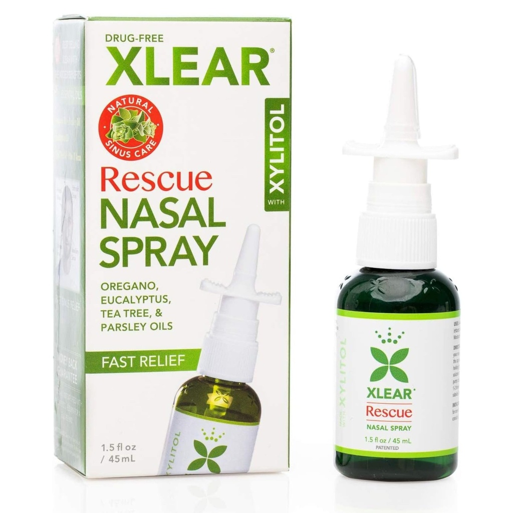 Xlear Rescue Natural Nasal Spray with Xylitol, Oregano and Tea Tree, 1.5 fl oz (Pack of 1)
