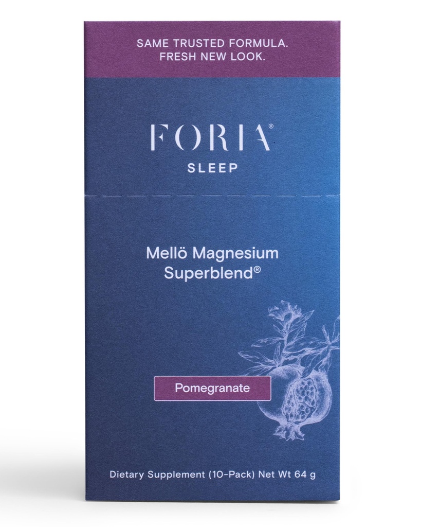 mellö Magnesium Supplement Superblend Powder - Magnesium Glycinate with L-Theanine, GABA, and Trace Minerals - Supports Sleep, Relaxation, and Balanced Energy - Pomegranate Flavor, 10-Pack, Singles