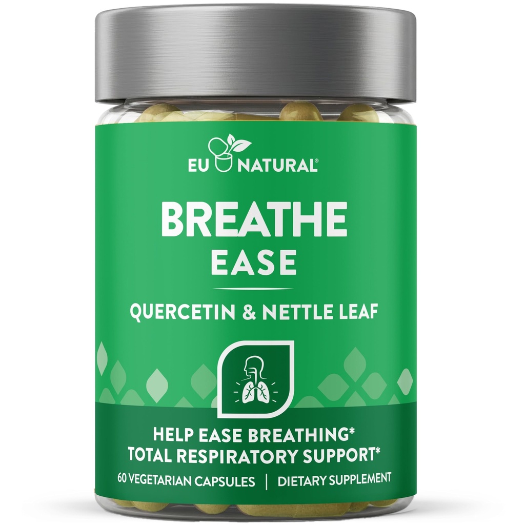 Breathe Inhaler Support Supplement - Sinus, Lungs, Open & Clear Airways - Seasonal Nasal Health, Bronchial Wellness, Healthy Chest - Quercetin, Vitamin D, Bromelain Pills - 60 Vegetarian Soft Capsules