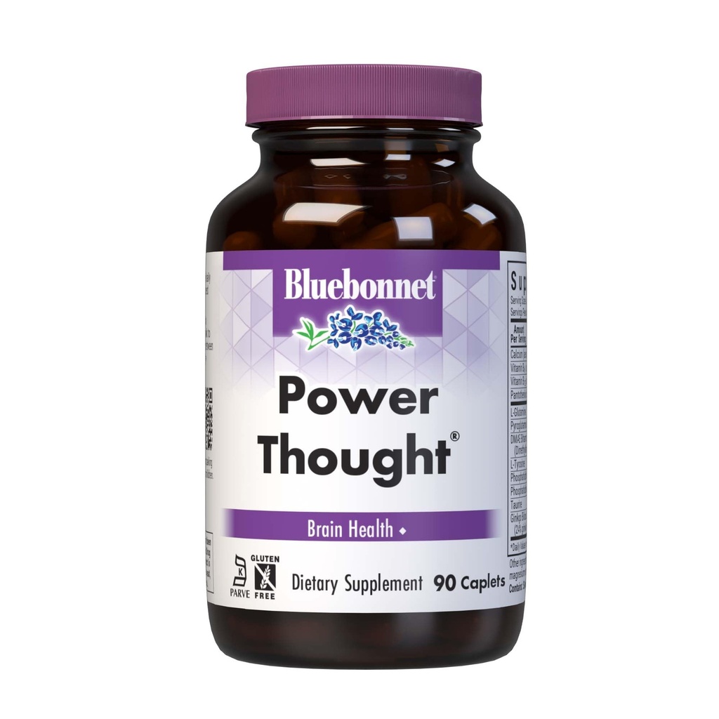 BlueBonnet Nutrition Power Thought Nootropic Brain Support Supplement with Phosphatidylserine, B Vitamins, Ginkgo, L Tyrosine for Daily Focus* - Non-GMO, Gluten-Free - 90 Caplets