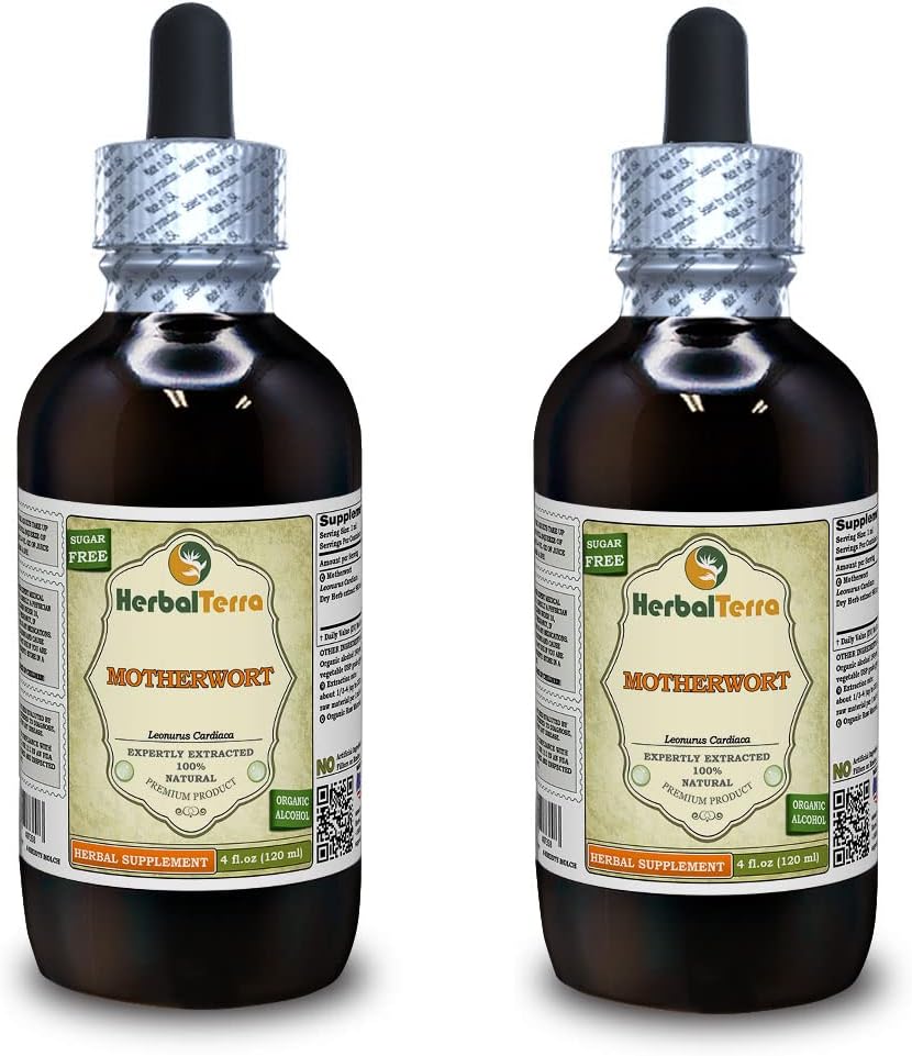 Motherwort (Leonurus Cardiaca) Tincture, Organic Dried Herb Liquid Extract (Brand Name: HerbalTerra, Proudly Made in USA) 2x4 fl.oz (2x120 ml)