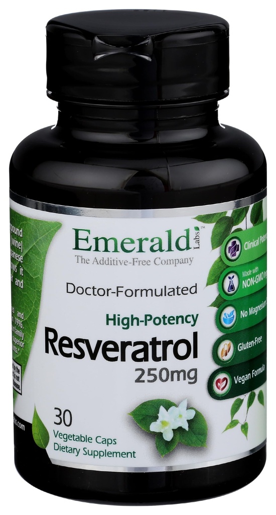 Emerald Labs Resveratrol - Dietary Supplement with Resveratrol for Cellular and Cardiovascular Support - 30 Vegetable Capsules