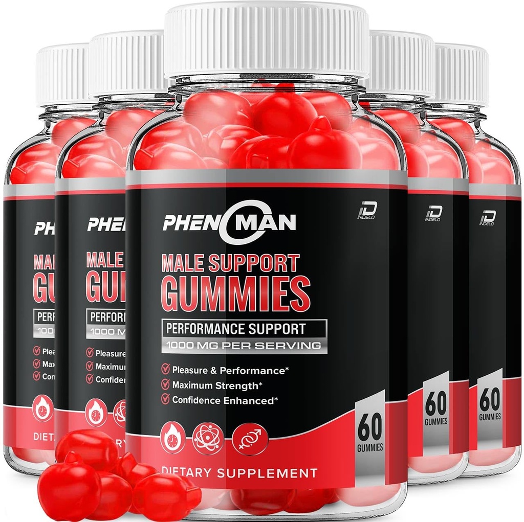 Phenoman for Men Gummies – Pheno Man Max Performance, Phenoman Advanced Formula, Extra Strength Natural Supplement for Muscle Growth & Overall Health Support and Reviews (5 Pack – 300 Gummies)