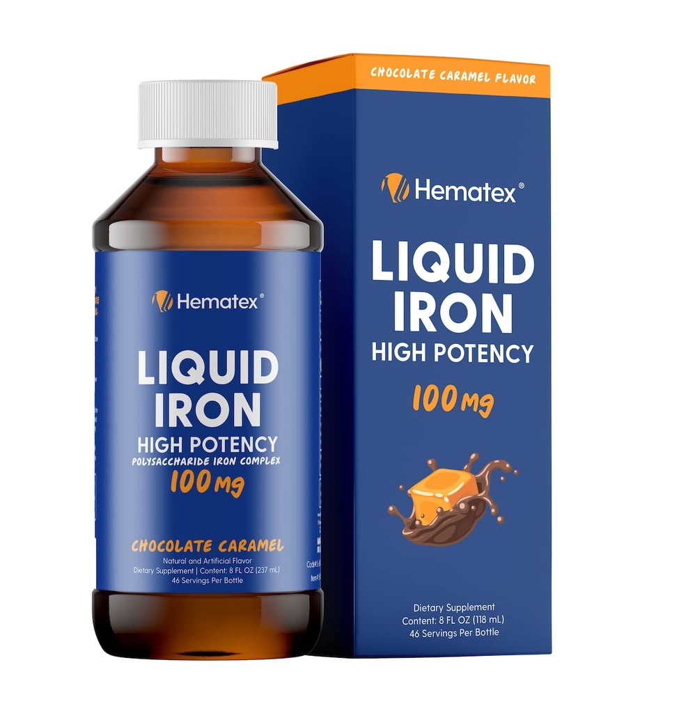 Iron Supplements for Men High Potency Liquid Iron for Adults by Hematex - 100mg Polysaccharide Iron Complex Iron Supplements for Anemia and Iron Deficiency