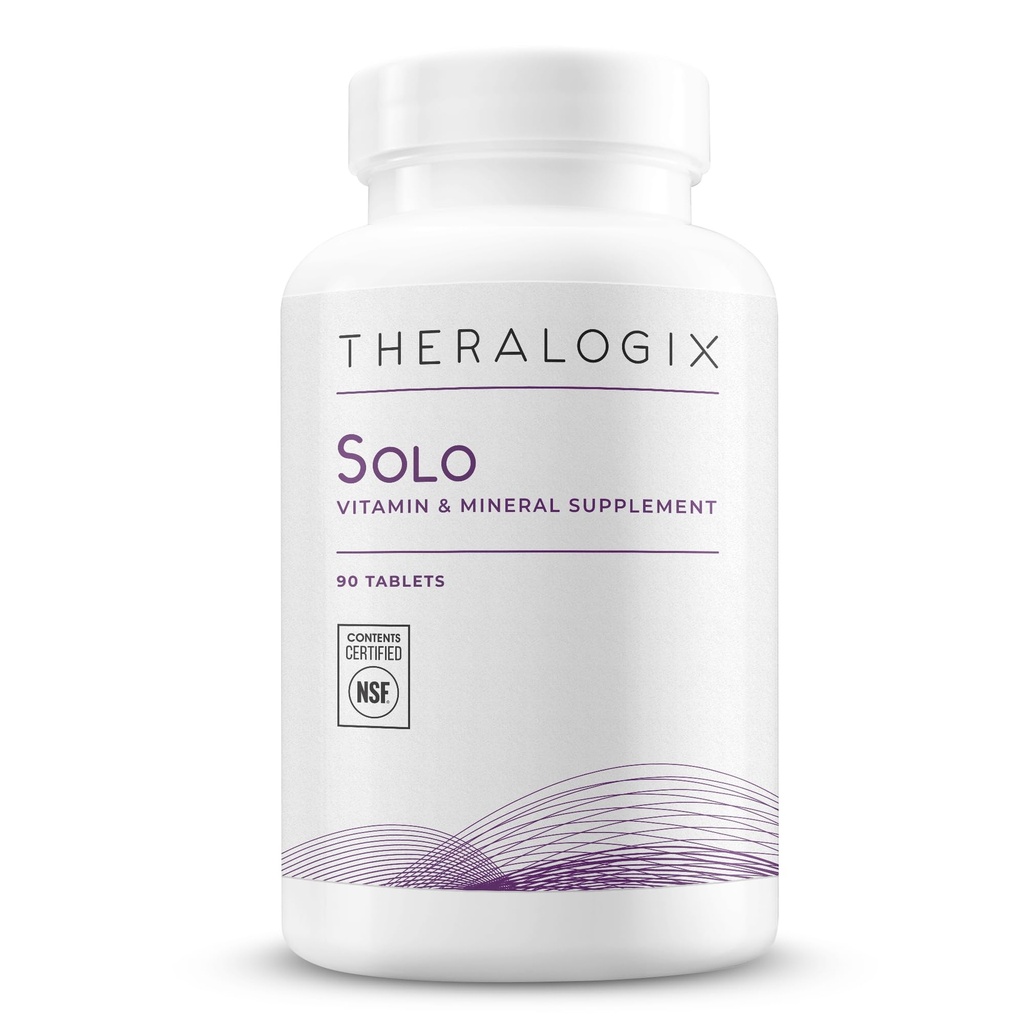 Theralogix Solo Multivitamin & Multimineral Supplement Without Iron - 90-Day Supply - Iron-Free Multivitamin - Support for Women & Men - Vitamin D3, Vitamin C & B Vitamins - NSF Certified - 90 Tablets