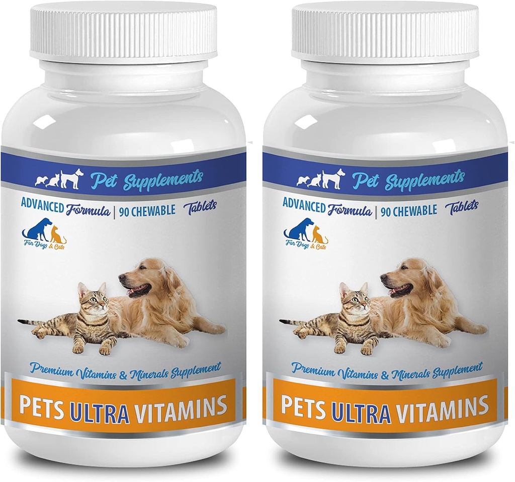 Vitamins for Dogs Joints - Pets Ultra Vitamins - for Dogs and Cats - Immune Health - Hair and Coat Benefits - Dog Calcium Supplements - 180 Treats (2 Bottles)