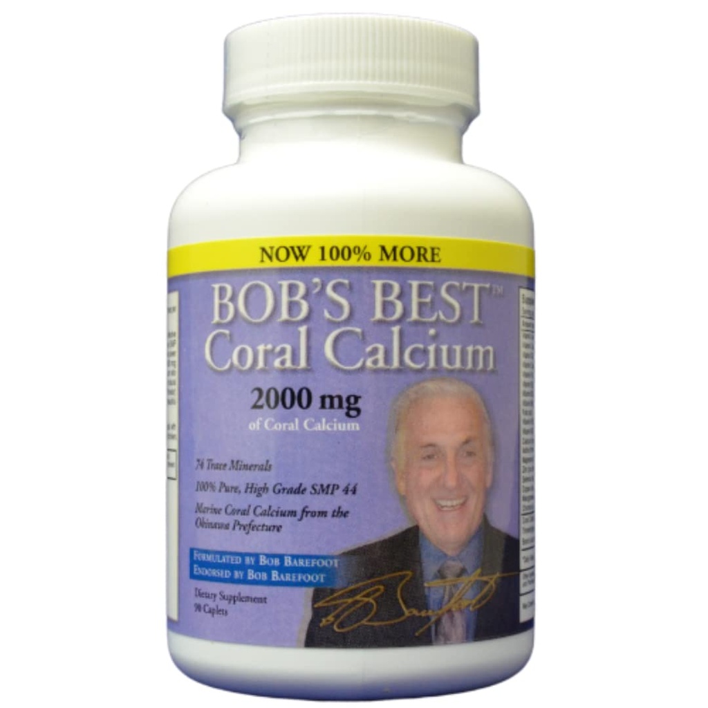 Bob Barefoot’s Bob’s Best Coral Calcium 2000 mg – Original Authentic Coral Calcium Formula – 90 Caplets – Founder Developed, Premium Mineral Supplement
