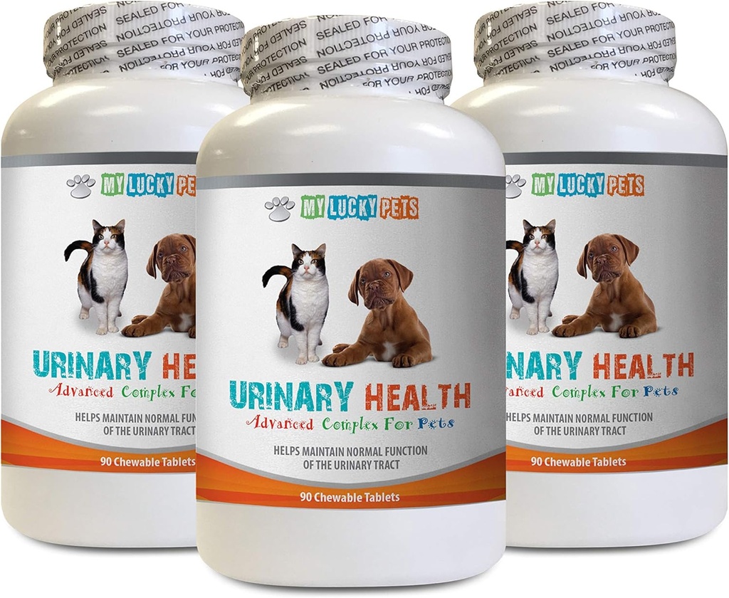 cat Urinary Health Supplement - Pets Urinary Health Complex - for Dogs and Cats - Advanced Bladder Support - Cranberry Pills for Cats - 3 Bottles (270 Treats)