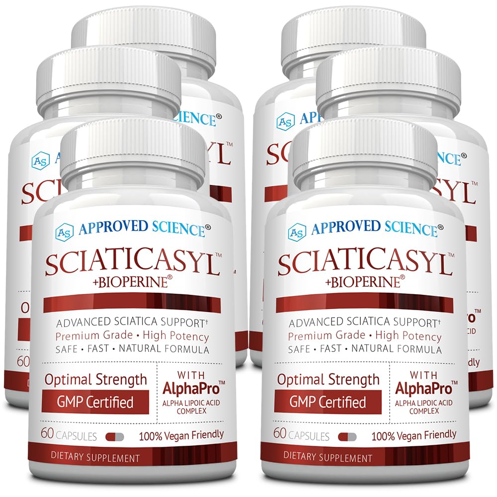 Approved Science Sciaticasyl - Optimal Sciatic Nerve Support - B Vitamins, Magnesium, Alpha-Lipoic Acid, BioPerine - Vegan - 360 Capsules