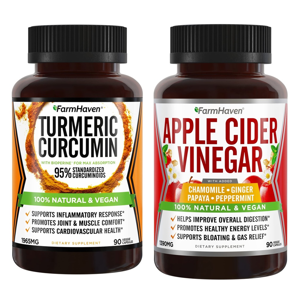 FarmHaven Turmeric Curcumin with BioPerine and Apple Cider Vinegar with Ginger