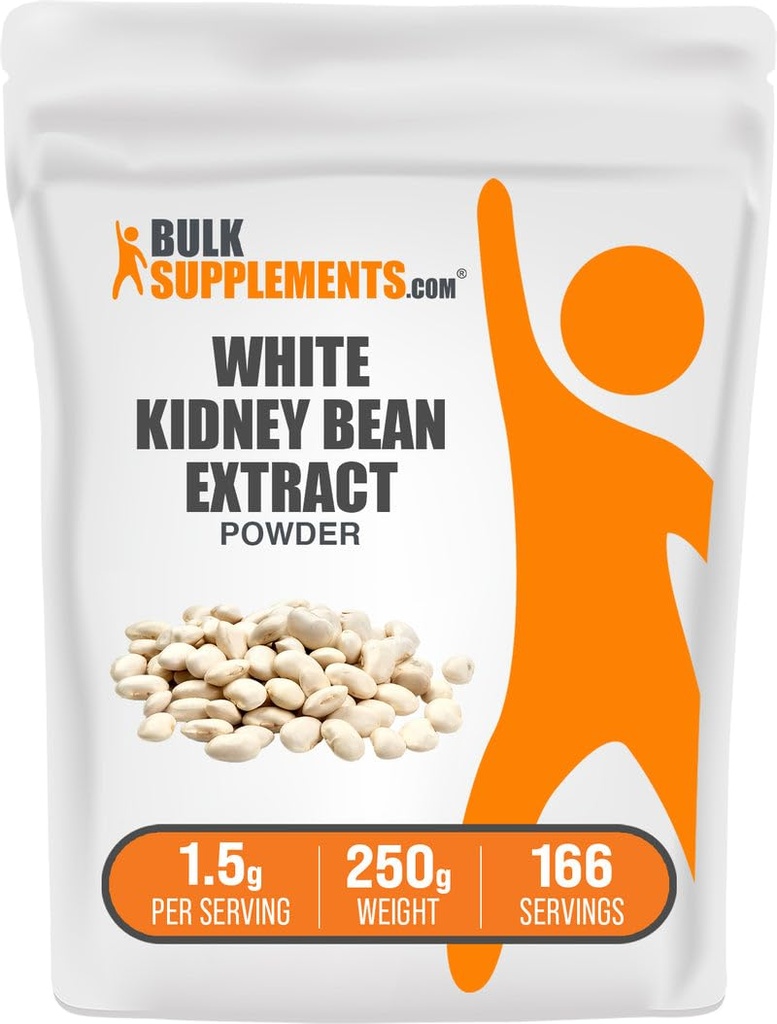 BulkSupplements.com White Kidney Bean Extract Powder - White Kidney Bean Powder - Herbal Supplement - Gluten Free, 1.5g per Serving, 250g (8.8 oz) (Pack of 1)