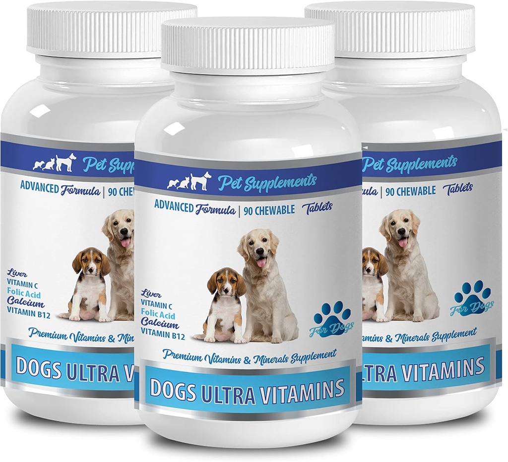 Dog Brain Supplement - Ultra Vitamins for Dogs - Chews - Powerful Formula - Mineral Complex - Dog Calcium Bones - 270 Treats (3 Bottles)