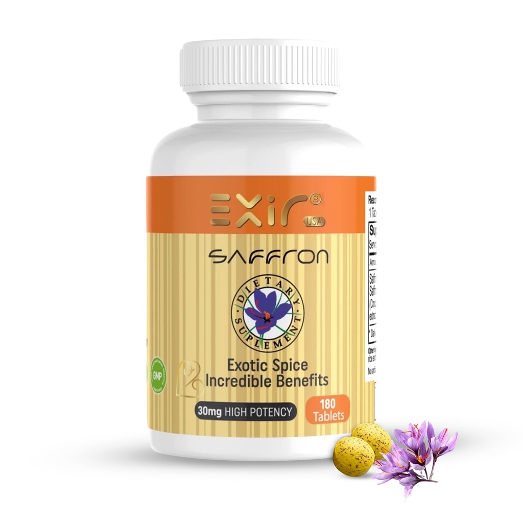 Saffron Supplement - Stress Relief Formula, Natural Mood Support, Stress, Focus, and Energy Support Supplement, 180 Tablets