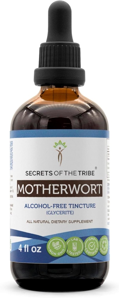 Secrets of the Tribe Motherwort Tincture Alcohol-Free Liquid Extract, Motherwort (Leonurus Cardiaca) Dried Herb (4 FL OZ)