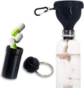 Protein Powder Container to Go Funnel with Aluminium Alloy Mini Pocket Pill Box and Carabiner Clip Supplement Funnel with Cap for Water Bottle Pre Workout Gym Mini Travel Funnels Shaker Cup