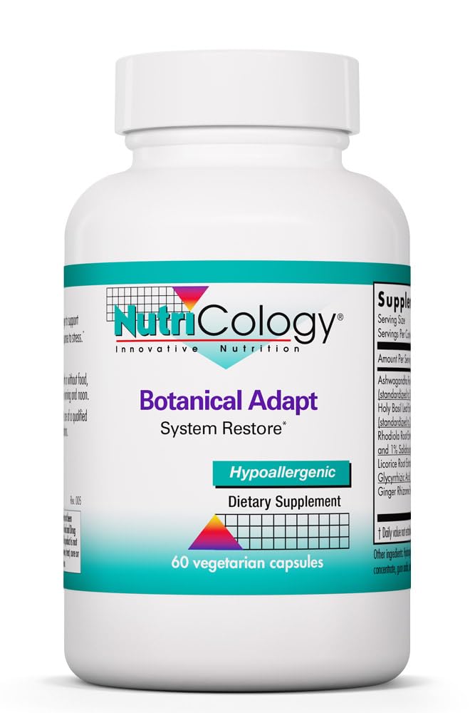 Allergy Research Group Nutricology Botanical Adapt - Stress Support, Adaptogens Supplement, HPA, Ashwagandha, Rhodiola and Holy Basil, Cortisol Manager - 60 Count