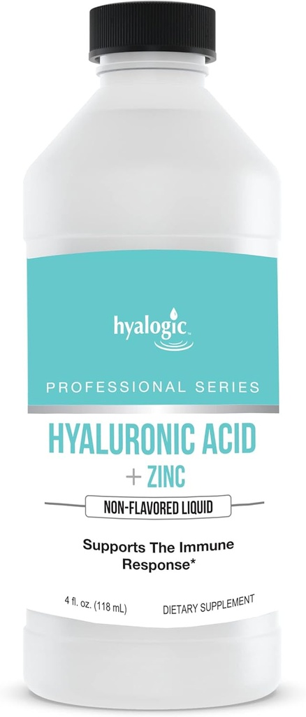 Hyalogic Liquid Zinc Supplement for Immune Support (4 Oz) - Daily Mineral Support Enhanced w/Hyaluronic Acid for Hydration – Immune Zinc Liquid for Men and Women – Gluten Free, Cruelty Free