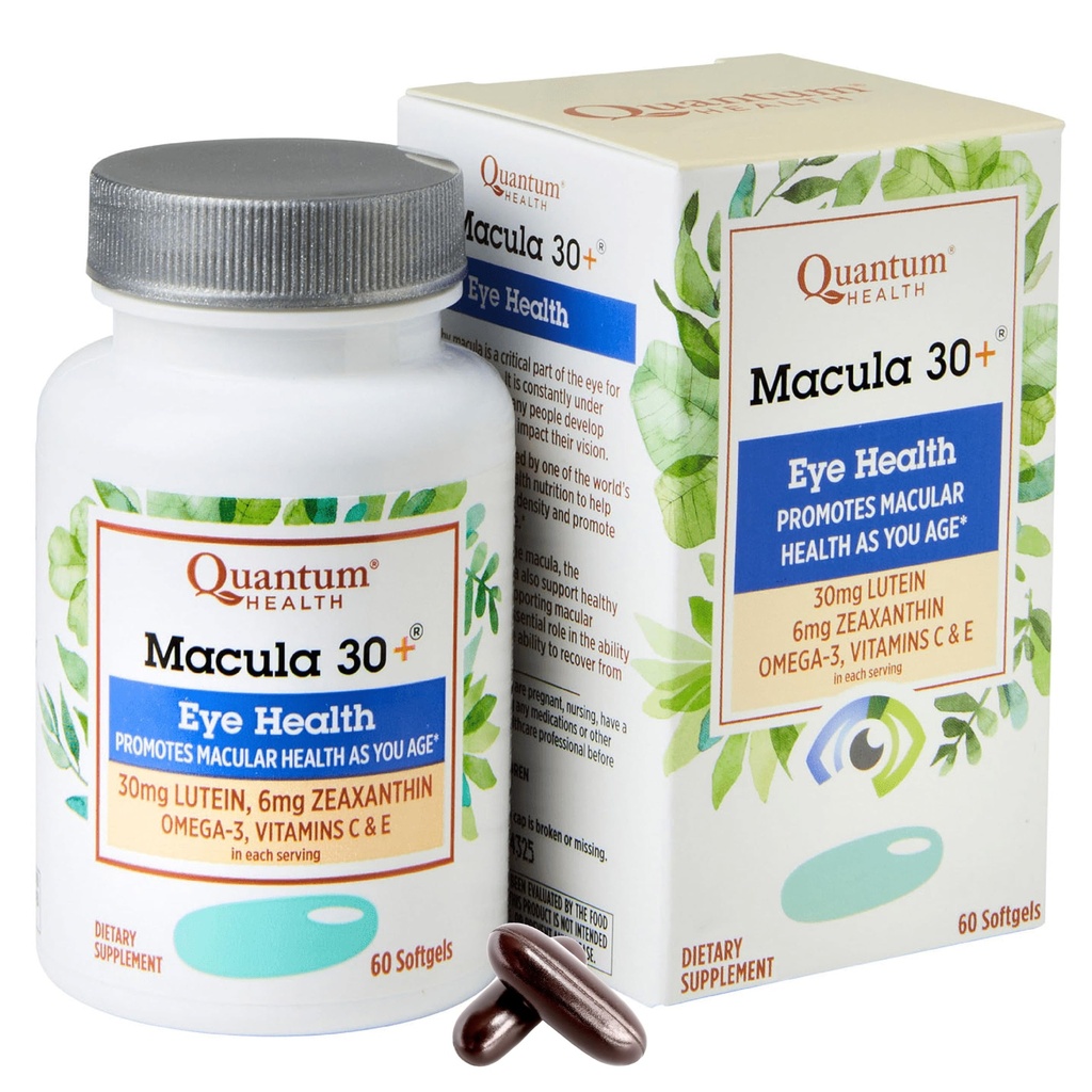 Quantum Health Macula 30+ Eye Health Supplement|Promotes Macular and Retinal Health as You Age|Formulated with Lutein, Zeaxanthin, Omega-3, and Vitamins C & E|60 Softgels, 30 Day Supply