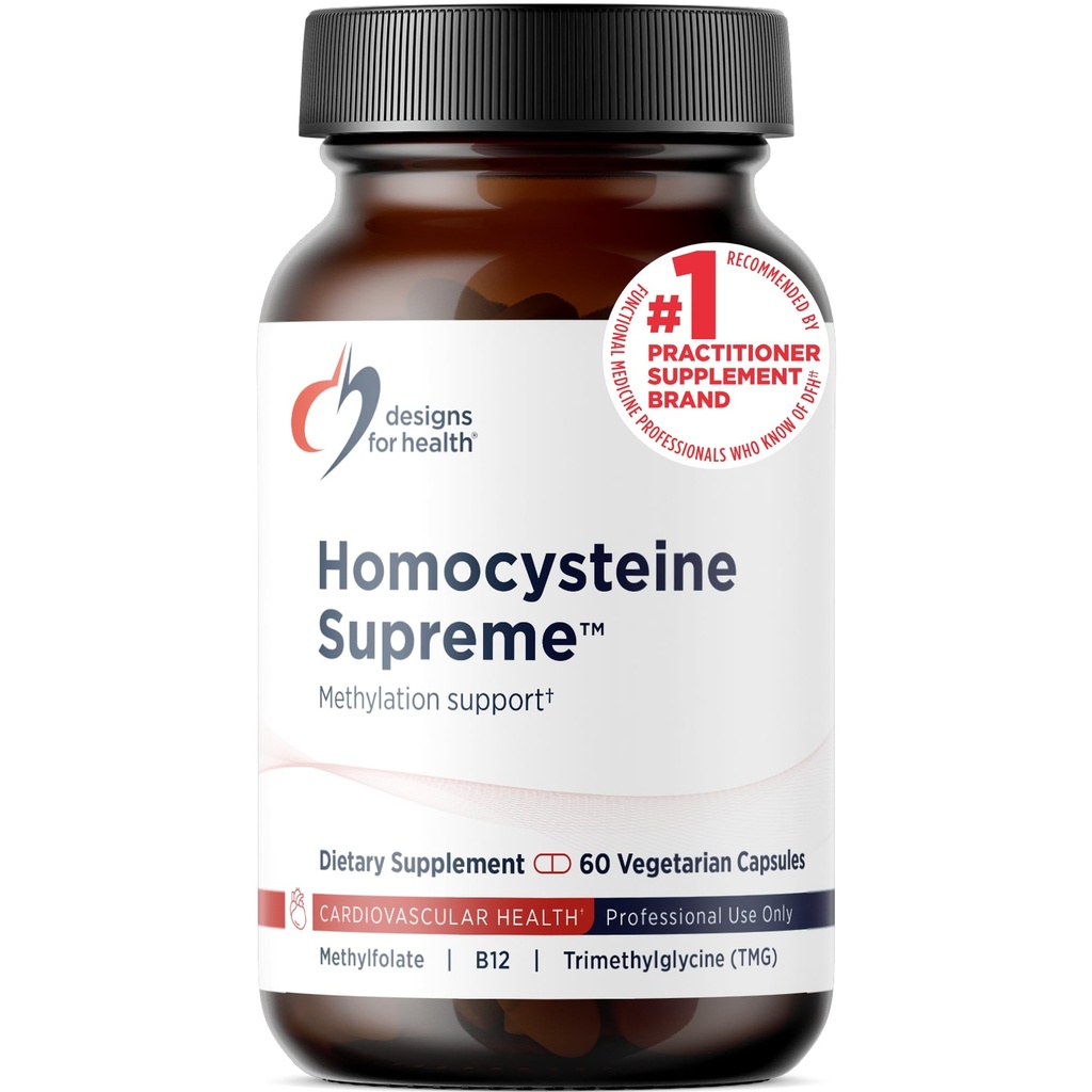 Designs for Health Homocysteine Supreme - Methylated B Vitamins with Riboflavin, B6, B12, Folate, L-Serine & TMG for Brain Support & Heart Health - Methylated Multivitamin (60 Capsules)