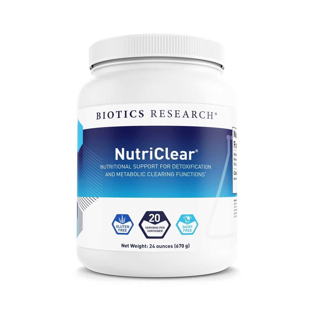 BIOTICS RESEARCH NutriClear® – Powder, Nutritional Support for Detoxification and Metabolic Clearing, Healthy Body Composition, Glutathione, 17g Organic Pea, Medium Chain Triglycerides 24 Oz (670 g)