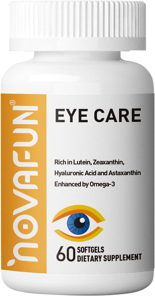 Eye Care Softgels, Lutein, Zeaxanthin, Astaxantin, Hyaluronic Acid, Omega 3 (EPA, DHA), Zinc, Copper, Vitamin C & E, 60 Day Supply - 60 ct