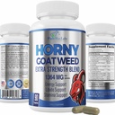 Horny Goat Weed 1364mg Extra Strength w. Maca, L-Arginine, Ginseng, Boost Performance, Stamina, Energy, Non-GMO Formula, 90 Capsules