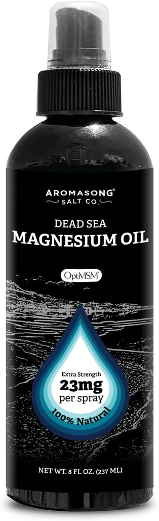 Aromasong Extra Strength Ultra-Pure Magnesium Spray for Feet + OptiMSM (23mg Magnesium in Each Spray) 8 Oz, Also Used for Leg Discomfort and Promotes Calm Sleep