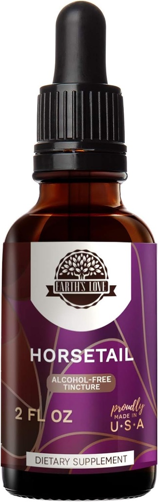 Earth's Love - Horsetail Alcohol-Free Herbal Extract Tincture, Super-Concentrated Horsetail (Equisetum arvense) Dried Herb (2 Fl Oz)