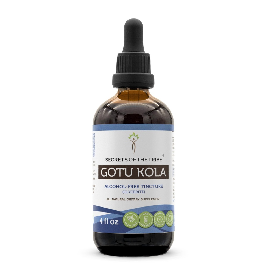 Secrets of the Tribe Gotu Kola Tincture Alcohol-Free Liquid Extract, Gotu Kola (Centella Asiatica) Dried Herb (4 Fl Oz)