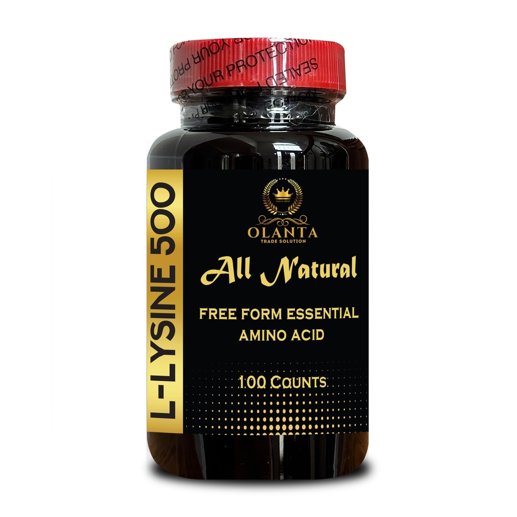 L-LYSINE 500 mg Essential Amino Acid - Lysine Supplement Supports Healthy Lip and Oral Tissue Immune Support Supplement Healthy nitrogen Balance - 1 Bottle 100 Counts