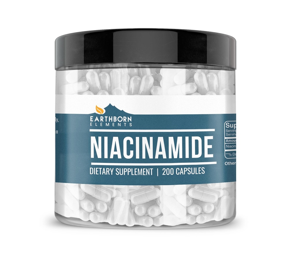 Earthborn Elements Niacinamide (Vitamin B3), Capsules, No Magnesium Fillers, No Flush