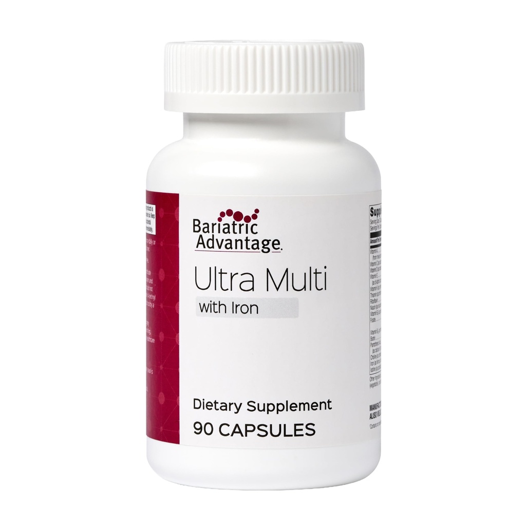 Bariatric Advantage Ultra Multivitamin with Iron - Ultra Multi with Iron - Capsule Format Multivitamin - Provides Full Complex of B Vitamins - with Vitamin C, Chromium & More - 90 Capsules