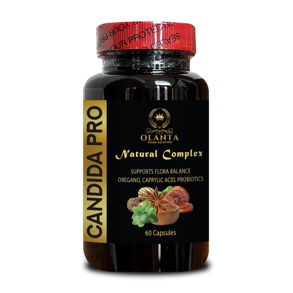 Candida PRO Natural Complex - Candida Vitamin, Candida Cleanse, Vegan caprylic Acid Capsules for Candida, Oregano Leaf Organic - 1 Bottle 60 Capsules