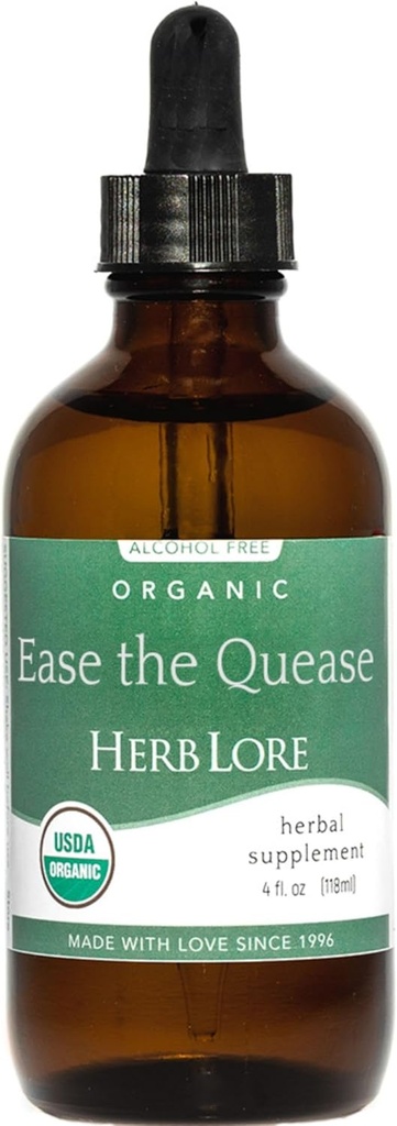 Herb Lore Ease The Quease Tincture - Organic Liquid Ginger, Peppermint & Fennel Drops to Settle Upset Stomach, Safe for Kids & Adults - 4 fl oz