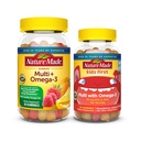 Nature Made Adult & Kids Multivitamin Gummies Combo Pack, Multis with Vitamin C, Vitamin D3, B Vitamins, Zinc, Omega 3 Fish Oil & More, Two Multivitamin Bottles for Whole Family