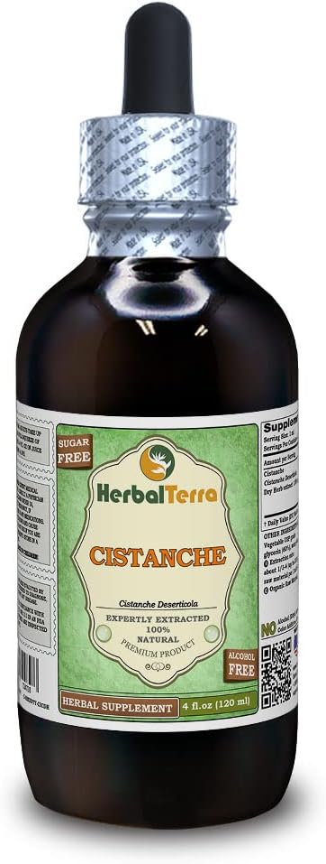 Cistanche (Cistanche Deserticola) Dried Herb Alcohol-Free Liquid Extract (Brand Name: HerbalTerra, Proudly Made in USA) 4 oz