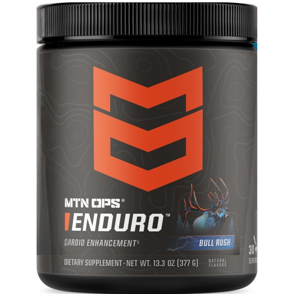 MTN OPS Enduro Nitric Oxide Pre Workout Powder Zero Sugar Stimulant Free Preworkout Caffeine Free with L Arginine L Citrulline Pump Formula 30 Servings Bull Rush