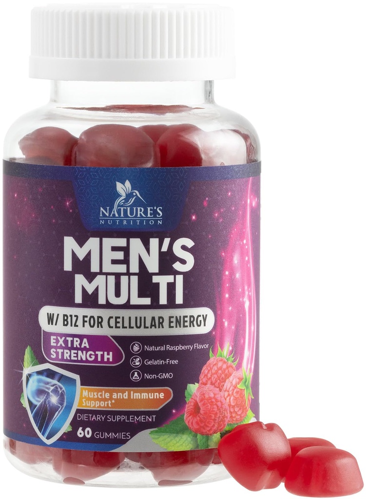 Multivitamin for Men - Complete Daily Mens Multivitamin Gummies with Vitamin D, B Vitamins, Zinc & More - Energy, Memory, Focus & Immune Health Support - 13 Essential Vitamins & Minerals - 60 Capsules