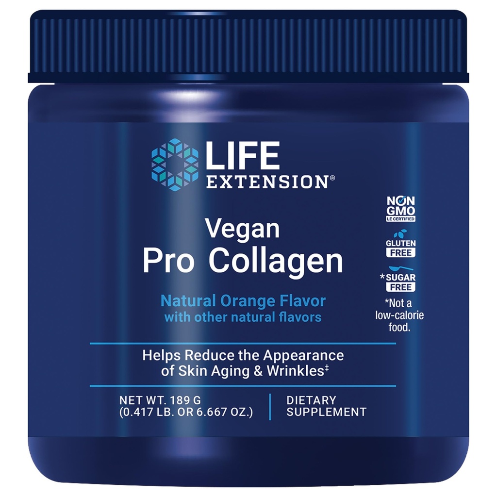 Life Extension Vegan Pro Collagen, Collagen Builder Support, Skin Health, Type I Collagen Amino acids, gotu kola, Vitamin C, Gluten-Free, Non-GMO, Vegan, 30 Servings