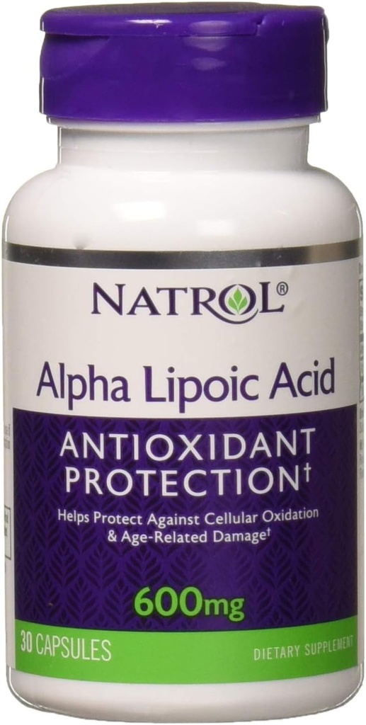 Natrol Alpha Lipoic Acid 600 mg, Dietary Supplement for General Wellness, 30 Capsules, 30 Day Supply