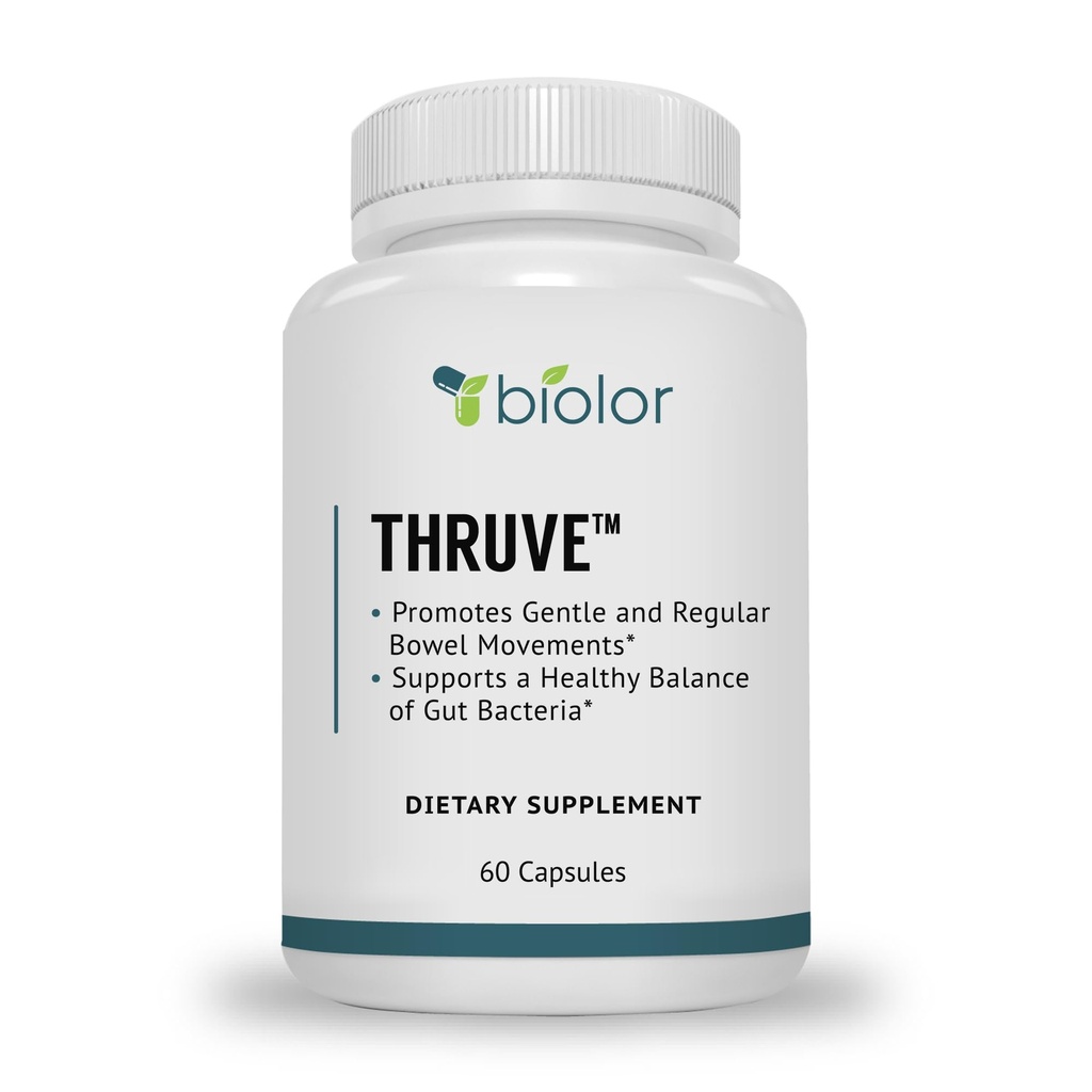 Thruve Long-term Constipation Relief Supplement - Probiotics, Prebiotics, Natural Laxatives and Fiber All In Easy To Swallow Capsules - Best Herbal Laxative Supplement For Constipation - 60 Pills