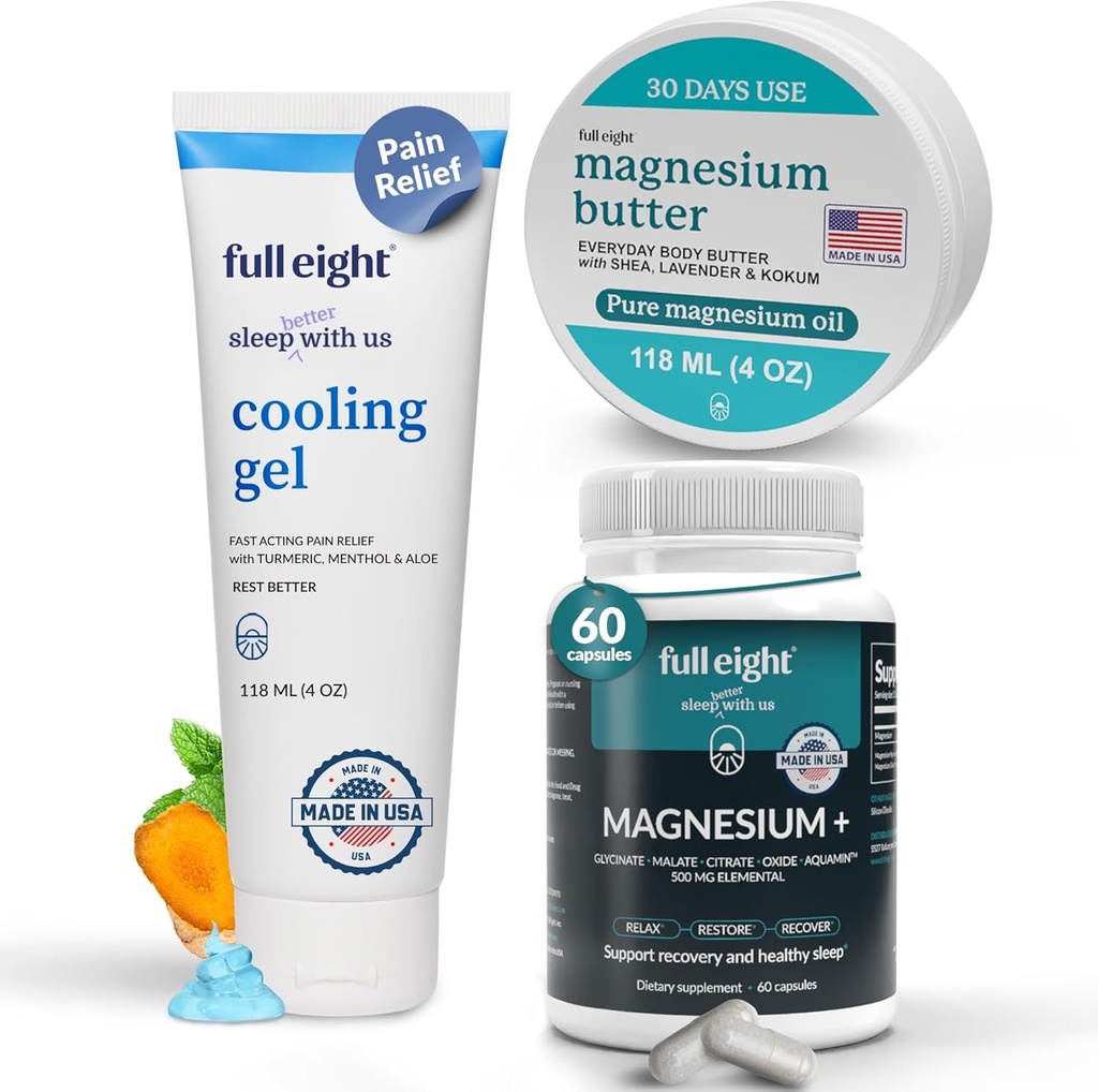 Wellness: Magnesium+ 500 MG 60 Caps, Magnesium Body Butter 4oz & Cooling Gel 4oz – Support Sleep, Muscles, and Comfort Naturally