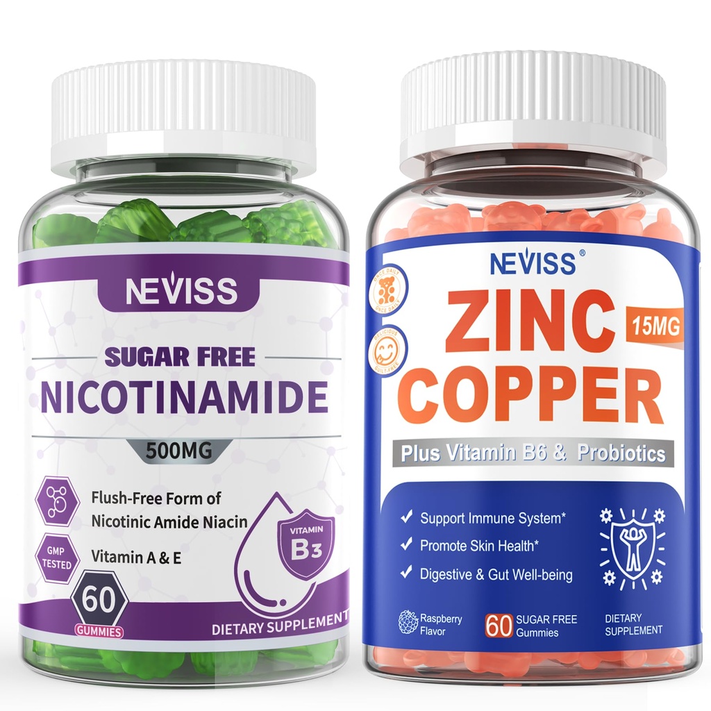 NEVISS Nicotinamide 500mg Gummies + Zinc Copper Gummies