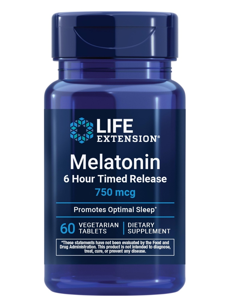 Life Extension Melatonin 6 Hour Timed Release, 750 mcg, 60 vegetarian tablets